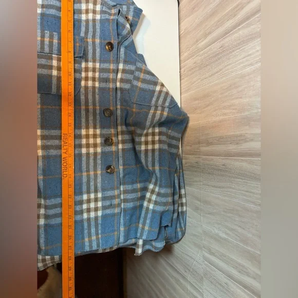 Pink Lily Blue and Tan Plaid Utility Jacket - Picture 8 of 8